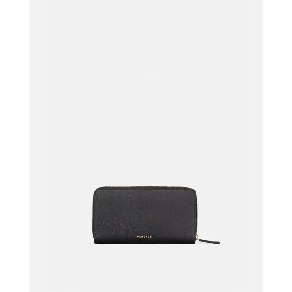 Versace La Medusa Leather Wallet in Black, view 3 | Wallets & Purses