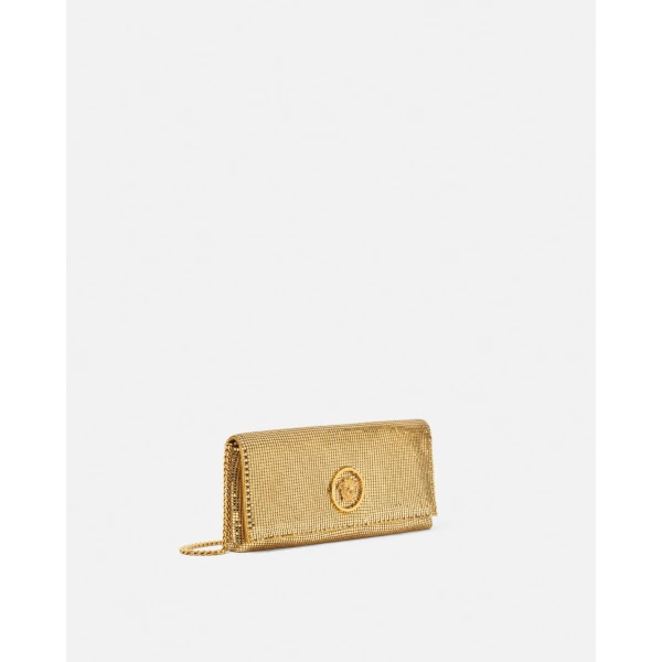 Versace La Medusa Metal Mesh Clutch in Gold, Ref. 1X00V, view 2 | Clutch Bags