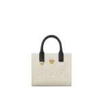 Versace La Medusa Mini Canvas Tote in Beige | Mini Bags | Coveti