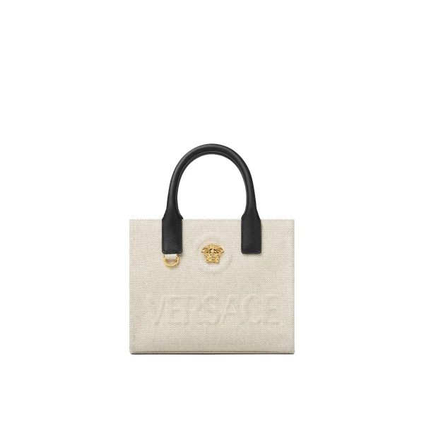 La Medusa Mini Canvas Tote in Beige