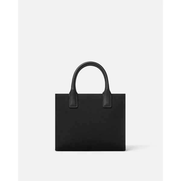 Versace La Medusa Mini Canvas Tote in Black and Gold, view 5 | Mini Bags