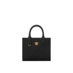 Versace La Medusa Mini Canvas Tote in Black and Gold | Mini Bags | Coveti