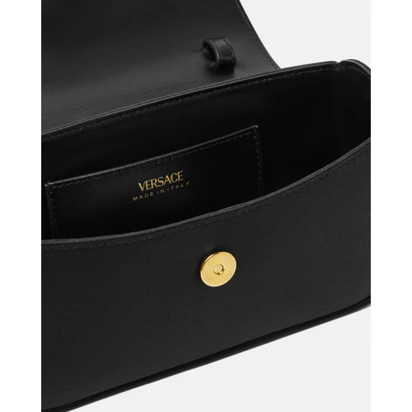 Versace La Medusa Satin Mini Bag in Black and Gold, view 5 | Mini Bags