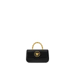 Versace La Medusa Satin Mini Bag in Black and Gold | Mini Bags | Coveti
