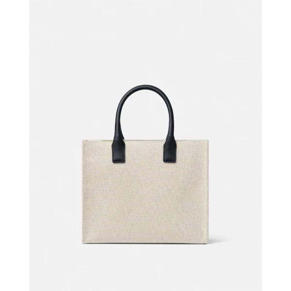 Versace La Medusa Small Canvas Tote in Beige, view 3 | Totes & Top-Handle Bags