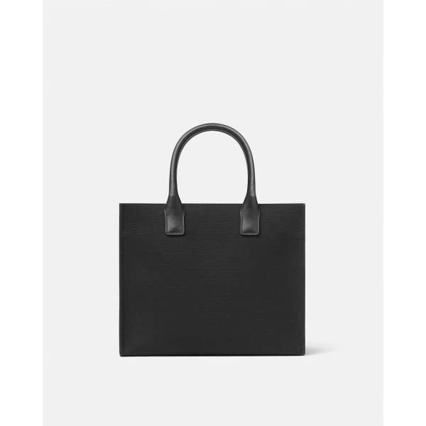 Versace La Medusa Small Canvas Tote in Black and Gold, view 3 | Totes & Top-Handle Bags
