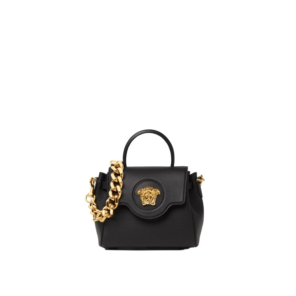 La Medusa Small Leather Top-Handle in Black
