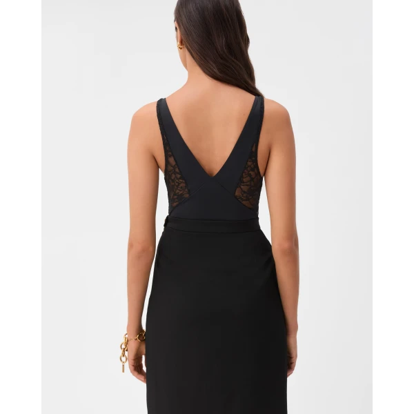 Versace Lace-Trim Bodysuit in Black, view 5 | Bodysuit