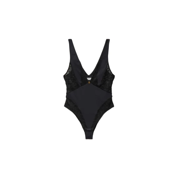 Versace Lace-Trim Bodysuit in Black | Bodysuit | Coveti