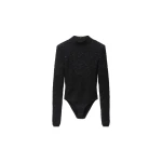 Versace Lace Wool Blend Bodysuit in Black | Sweaters | Coveti