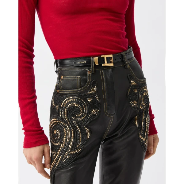 Versace Leather Belt 2 cm in Black, Ref. 1023736, view 2 | Belts