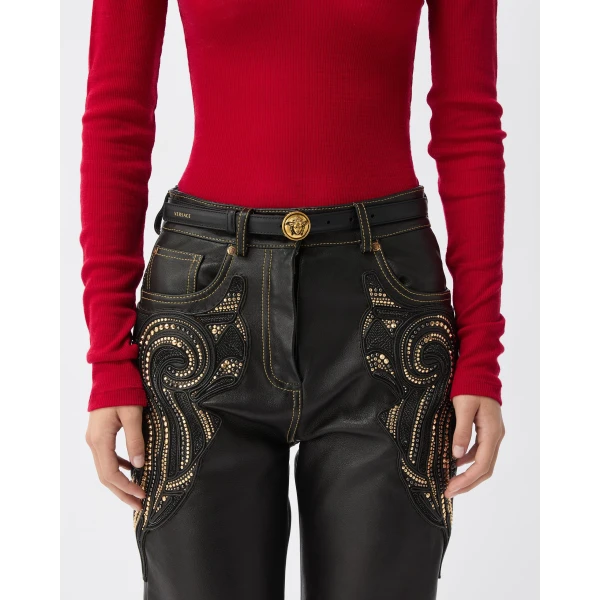 Versace Leather Belt 2 cm in Black, Ref. 1026856, view 2 | Belts