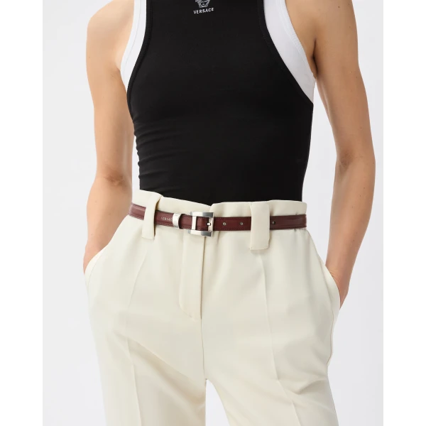 Versace Leather Belt 2 cm in Brown, view 2 | Belts