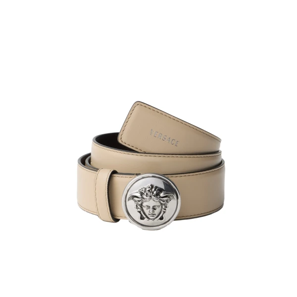 Leather Belt 3.5 cm in Beige