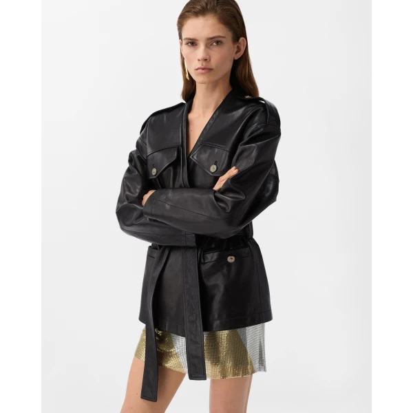 Versace Leather Blouson in Black Calf Leather, view 2 | Leather Jackets