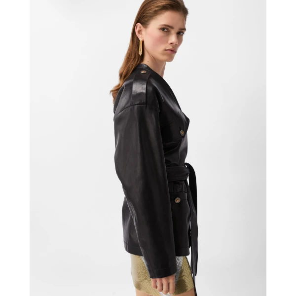Versace Leather Blouson in Black Calf Leather, view 4 | Leather Jackets
