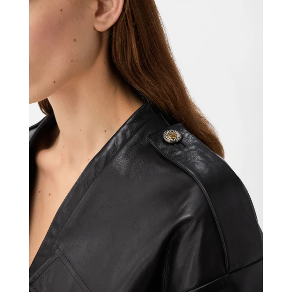 Versace Leather Blouson in Black Calf Leather, view 5 | Leather Jackets