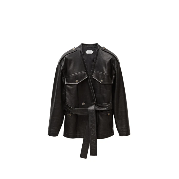 Leather Blouson in Black Calf Leather