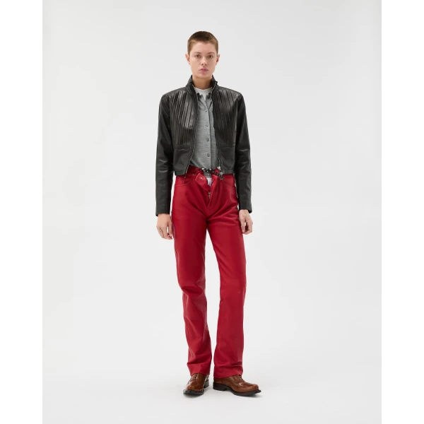 Versace Leather Blouson in Black Lambskin, view 6 | Leather Jackets