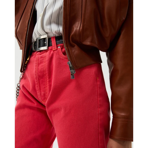 Versace Leather Blouson in Brown, view 4 | Leather Jackets