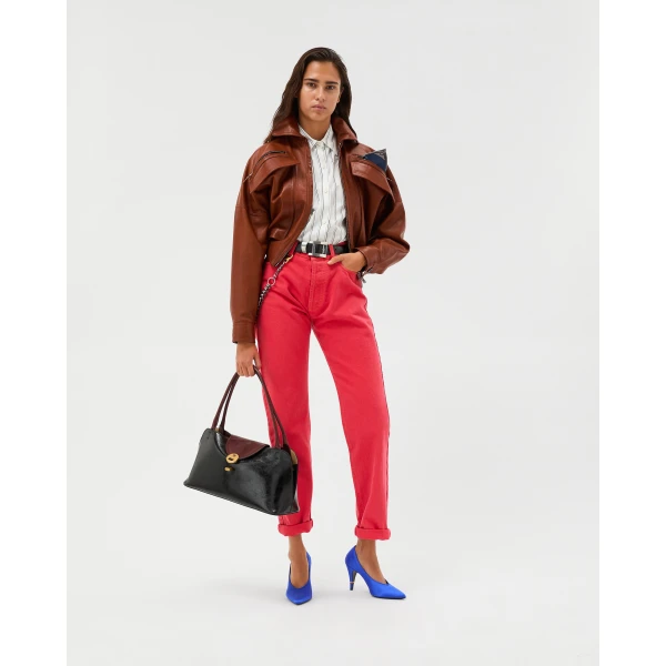 Versace Leather Blouson in Brown, view 5 | Leather Jackets
