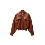 Versace Leather Blouson in Brown | Leather Jackets | Coveti