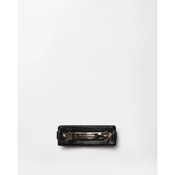Versace Leather Hair Clip in Black, view 3 | Hair Accessories