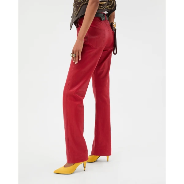 Versace Leather Pants in Red, view 4 | Pants