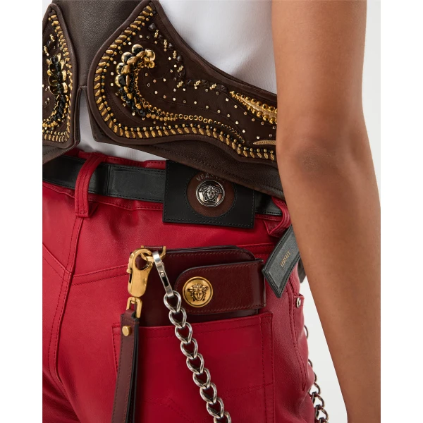 Versace Leather Pants in Red, view 5 | Pants