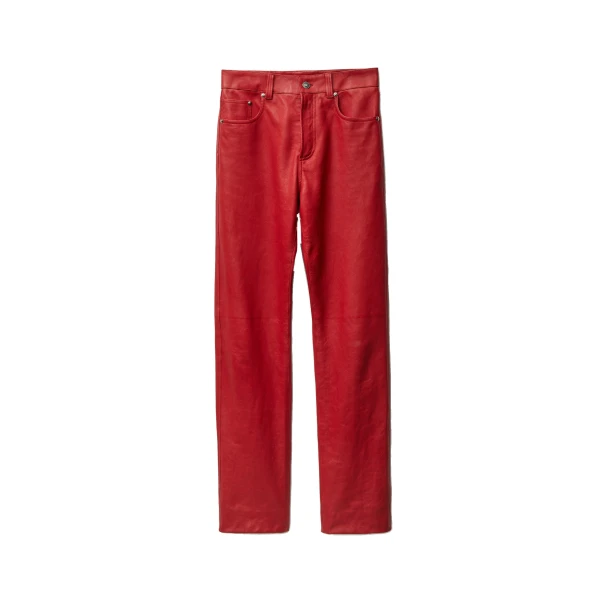 Versace Leather Pants in Red | Pants | Coveti