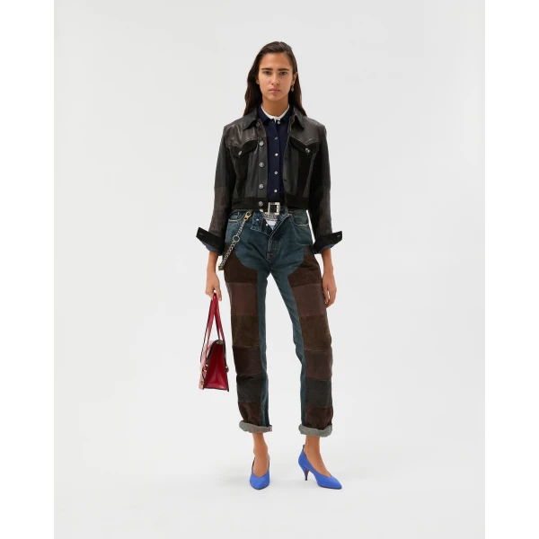 Versace Leather Slim Blouson in Black, view 6 | Leather Jackets