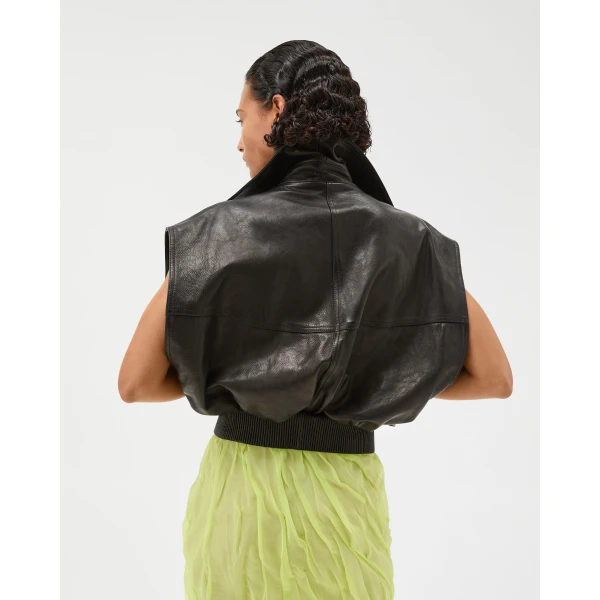 Versace Leather Vest in Black, view 3 | Vests