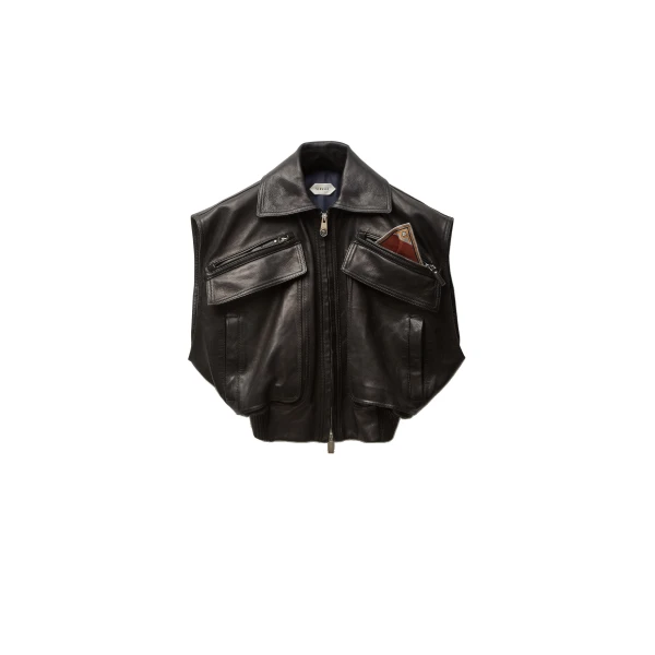 Leather Vest in Black