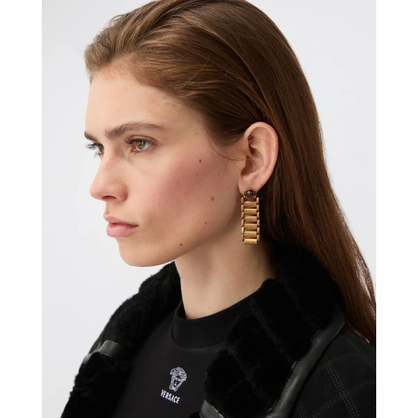 Versace Link Earrings in Gold, view 2 | Earrings