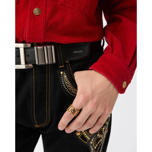 Versace Link Ring in Gold, view 2 | Rings