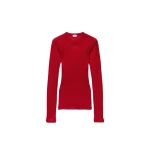 Versace Logo-Embroidered Wool Knit T-Shirt in Red | Sweaters | Coveti