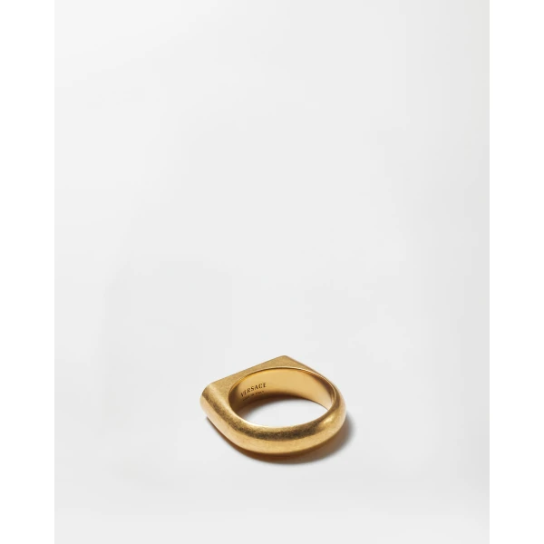 Versace Logo Tag Ring in Gold, view 4 | Rings