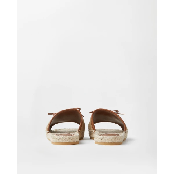 Versace Lola Suede Flat Sandals in Beige, view 5 | Flats