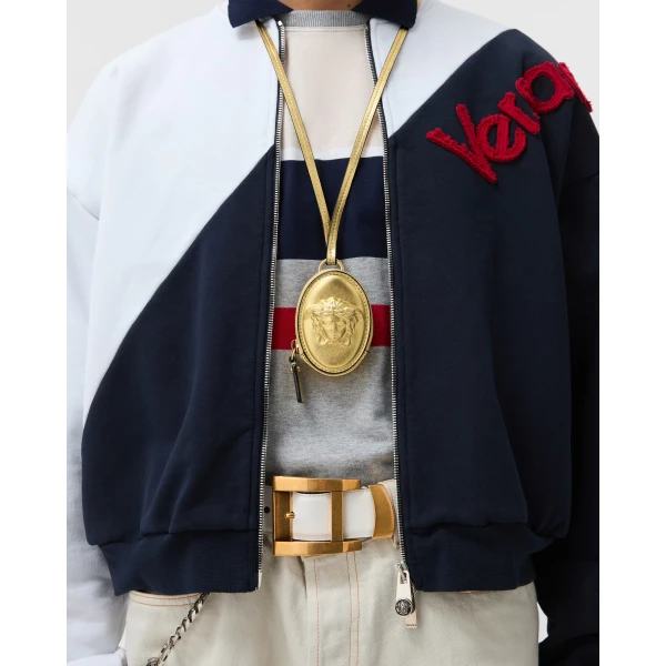 Versace Lou Metallic Nappa Coin Purse in Gold, view 2 | Wallets & Purses