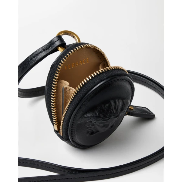 Versace Lou Nappa Coin Purse in Black, view 3 | Wallets & Purses