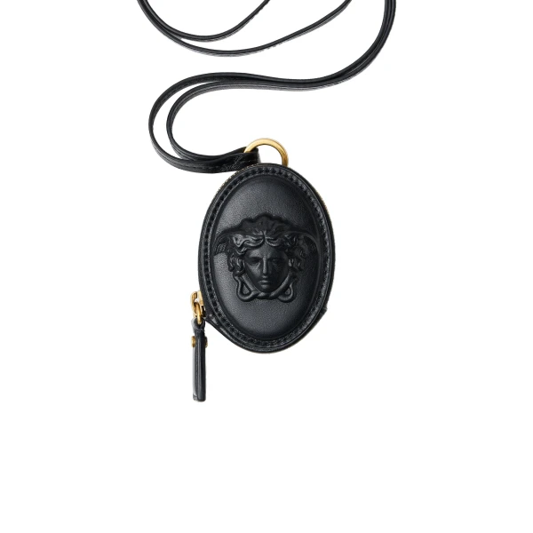 Versace Lou Nappa Coin Purse in Black | Wallets & Purses | Coveti