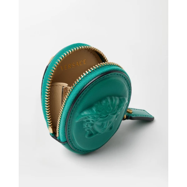 Versace Lou Nappa Coin Purse in Green, view 3 | Wallets & Purses