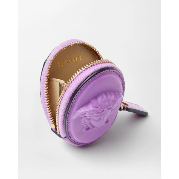 Versace Lou Nappa Coin Purse in Lilac, view 3 | Wallets & Purses