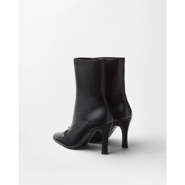 Versace Marisa Leather Ankle Boots 90 mm in Black, view 3 | Boots