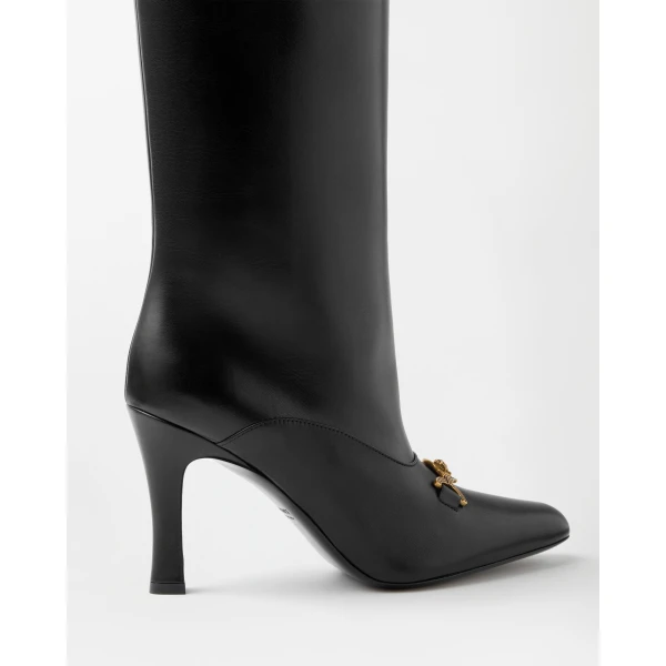 Versace Marisa Leather Boots 90 mm in Black, view 4 | Boots