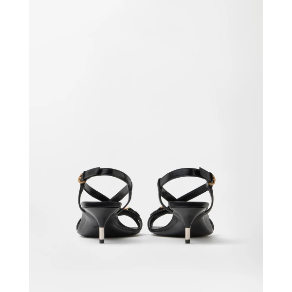 Versace Marisa Leather Sandals 50 mm in Black, view 5 | Sandals