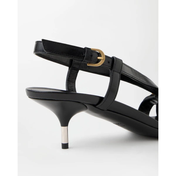 Versace Marisa Leather Sandals 50 mm in Black, view 6 | Sandals