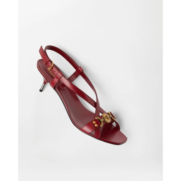 Versace Marisa Leather Sandals 50 mm in Burgundy, view 4 | Sandals