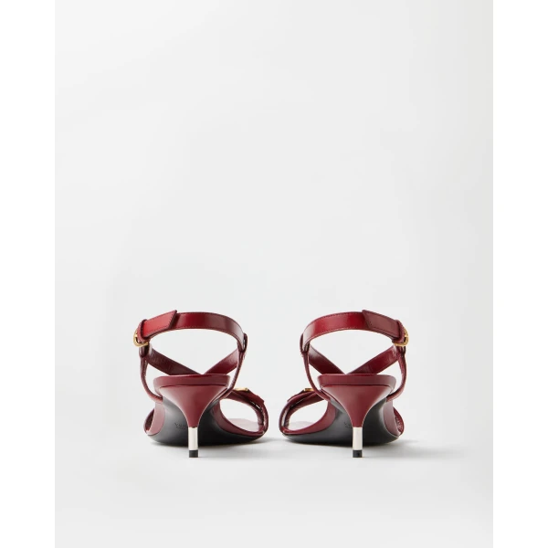 Versace Marisa Leather Sandals 50 mm in Burgundy, view 6 | Sandals