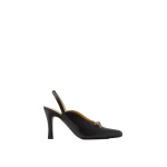 Versace Marisa Leather Slingbacks 90 mm in Black | Heels | Coveti